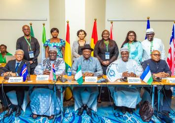 Liberia Transport Minister Sirleaf R. Tyler in photograph with other West African Transport Ministers