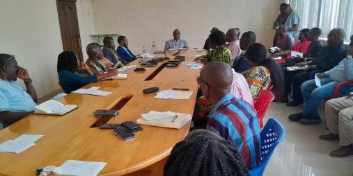Minister Sirleaf Ralph Tyler chairs his first monthly meeting.