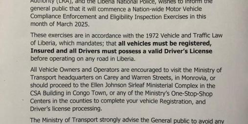 MoT Announces To The Public